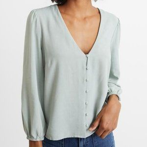 Marine Layer Stacy Long Sleeve Button Front Top - Mint - Size Small